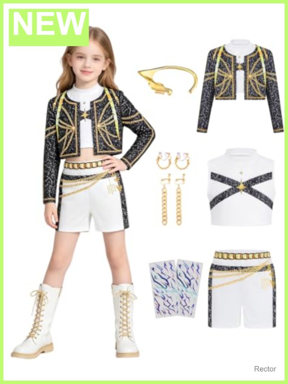 Girls Pop Star Costume Set with Clip-On Earrings